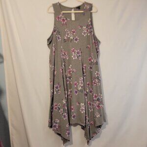 Torrid 4x Gray Floral Knit  Sharkbite Tank Dress
